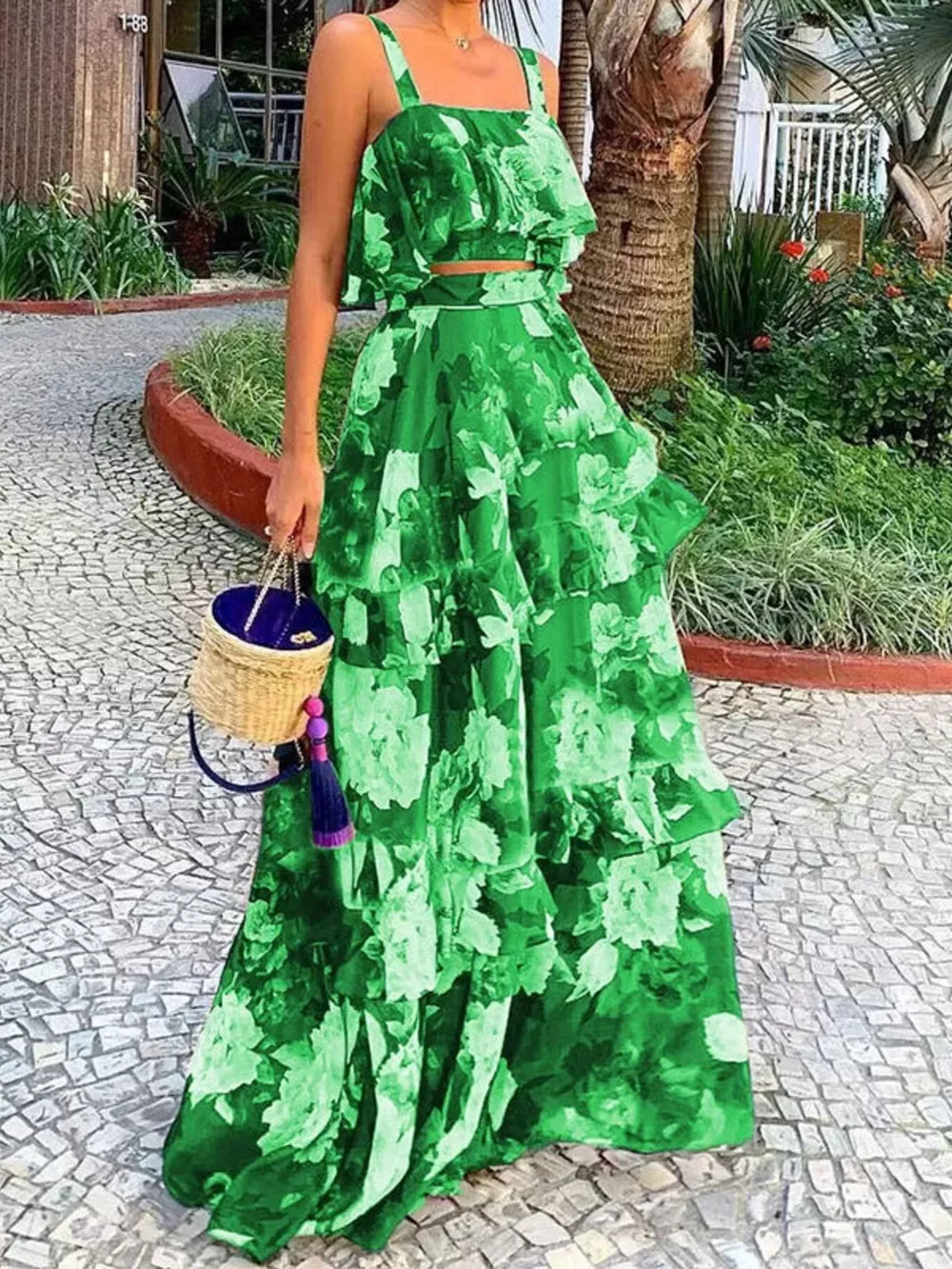 Floral Print Ruffle Cami and Skirt Two-Piece Set, image 8
