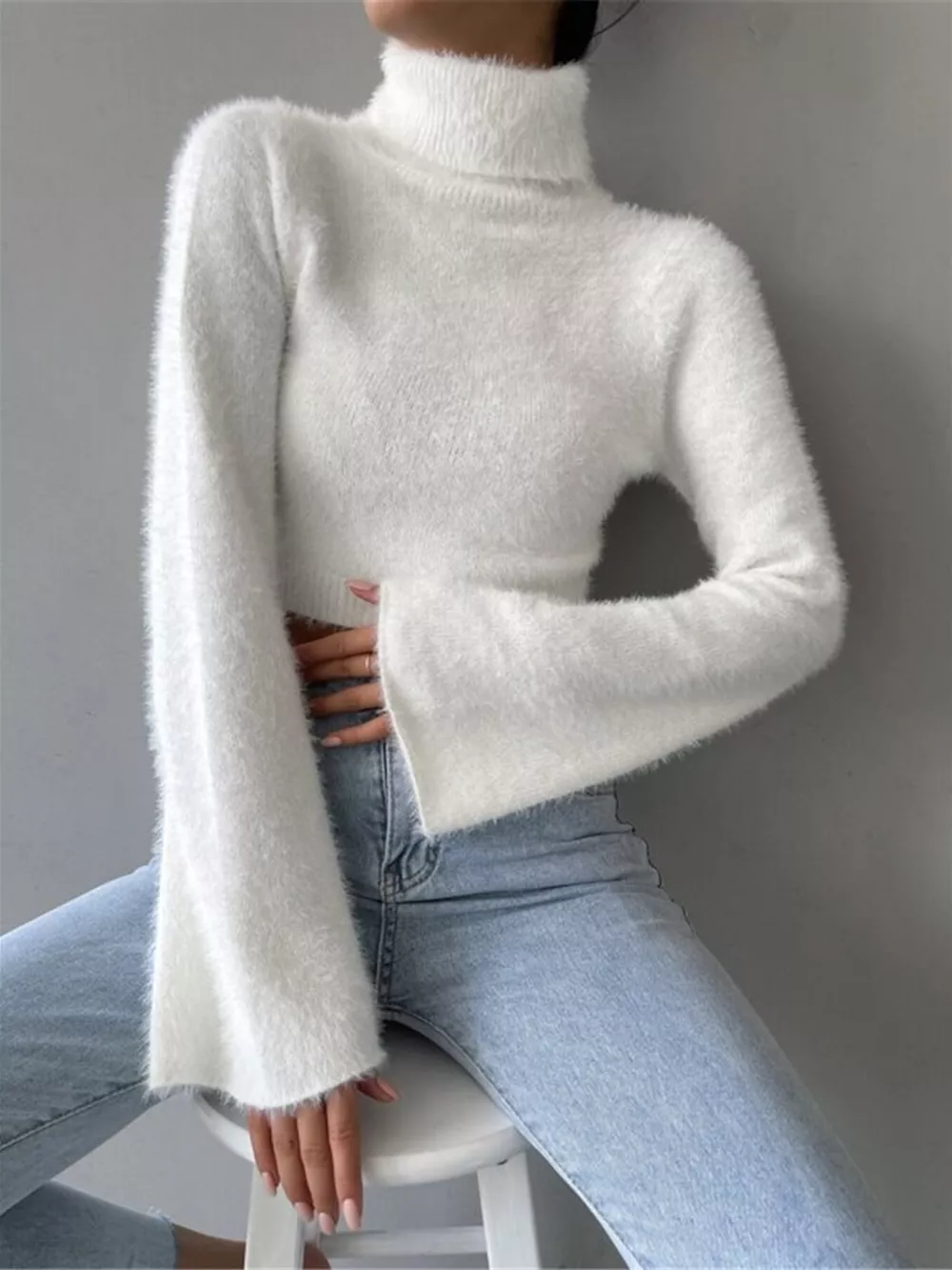 Turtleneck Flare Sleeve Sweater, image 2
