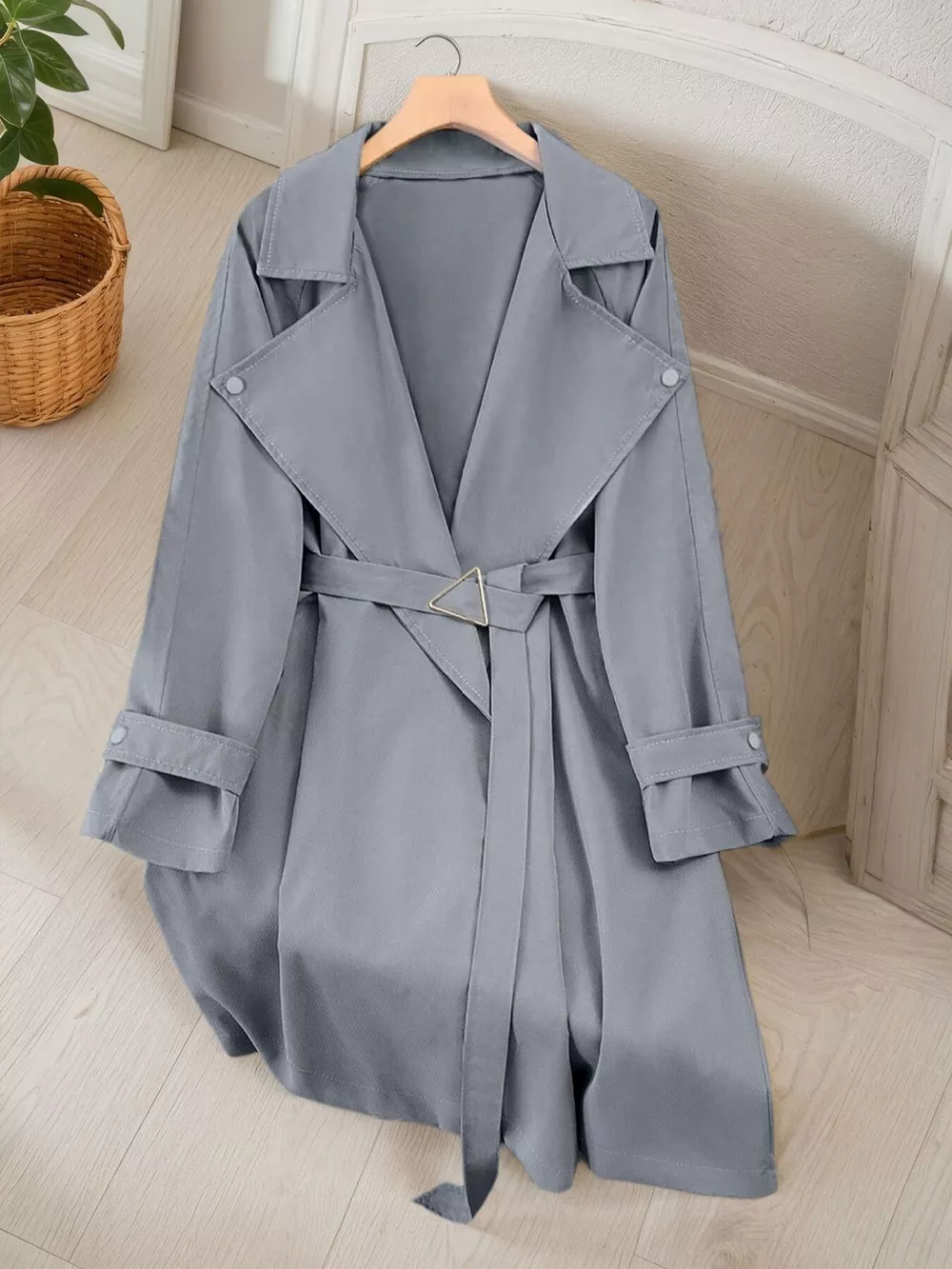 Lapel Collar Longline Trench Coat, image 6
