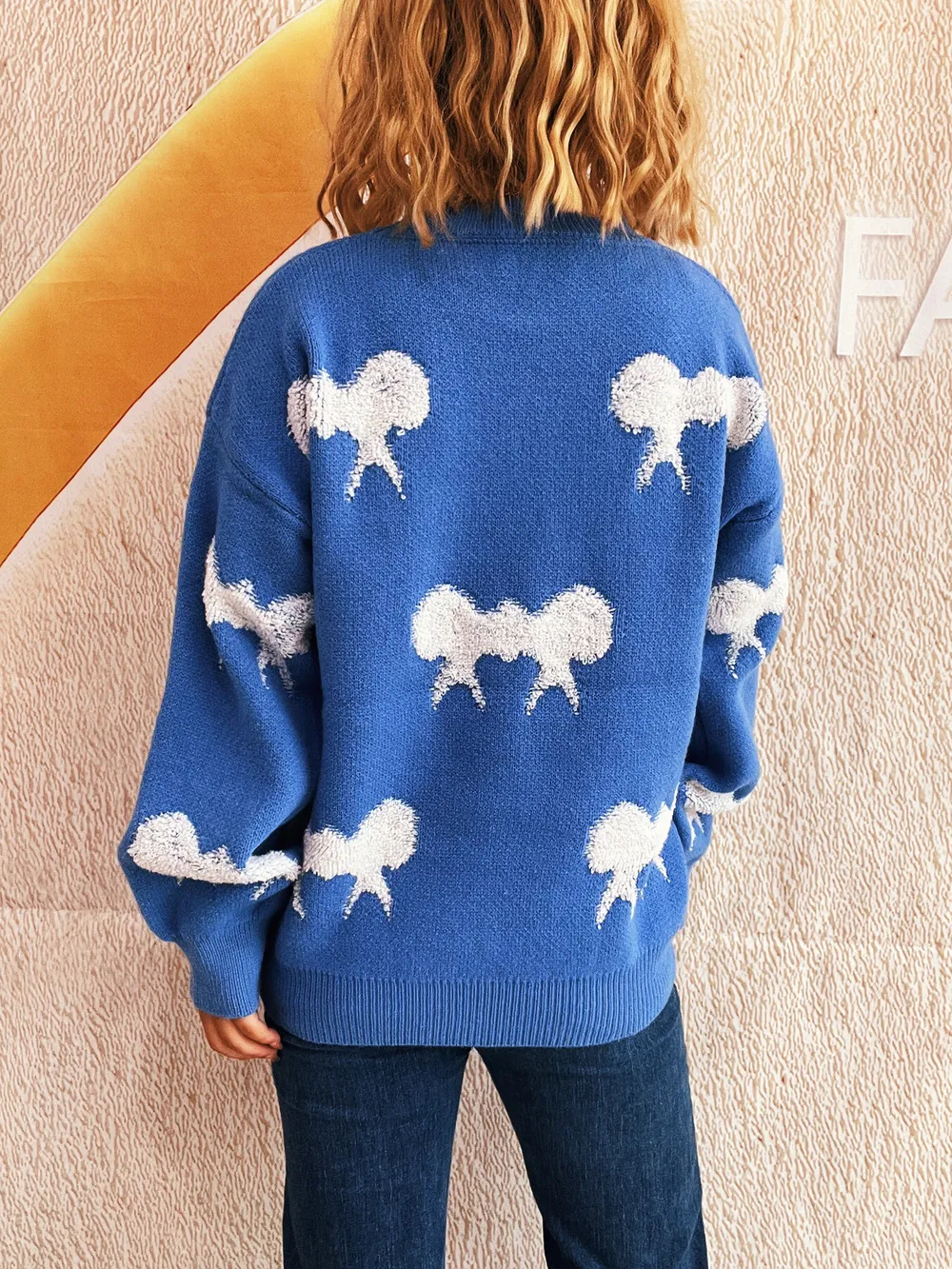 Bow Pattern Round Neck Sweater, image 11