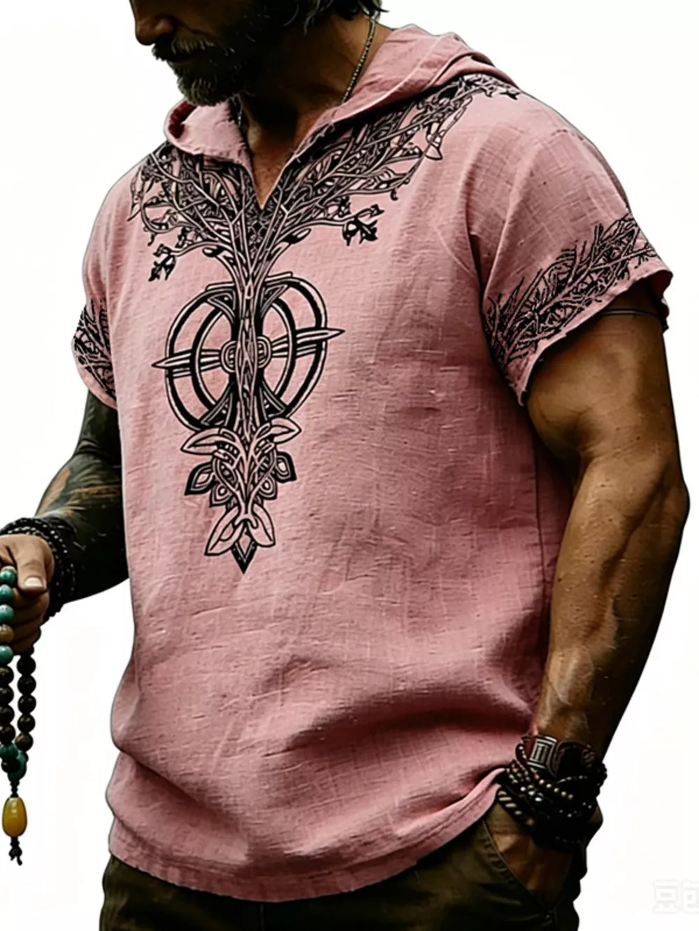 Men's Full Size Printed Hooded Short Sleeve Top Plus Size, image 16