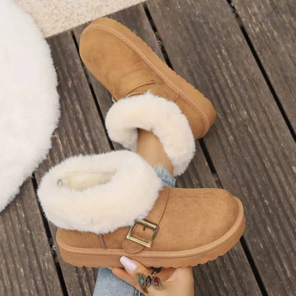 Fuzzy Trim Buckle Accent Winter Boots, image 8