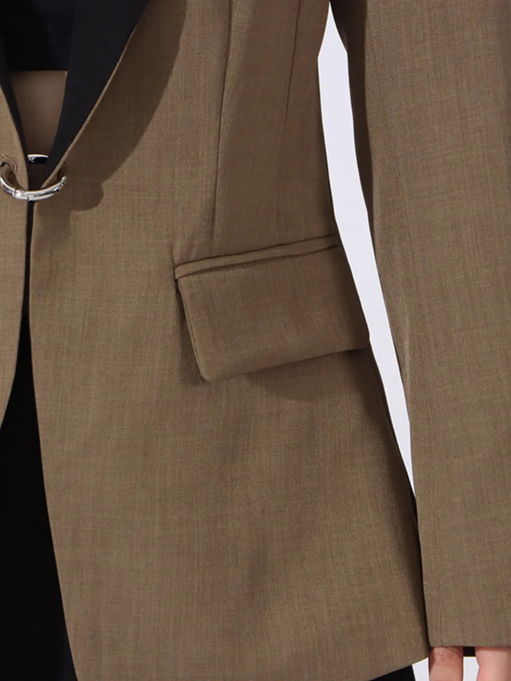 Contrast Lapel Collar Long Sleeve Blazer, image 12