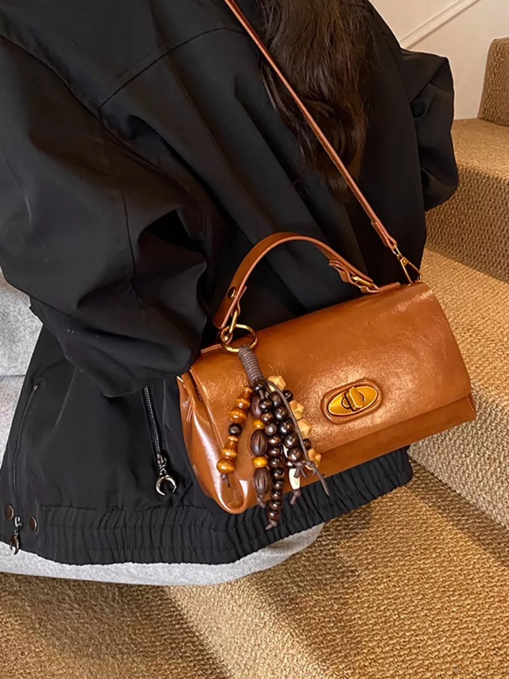 Flap Leather Shoulder Bag, image 8