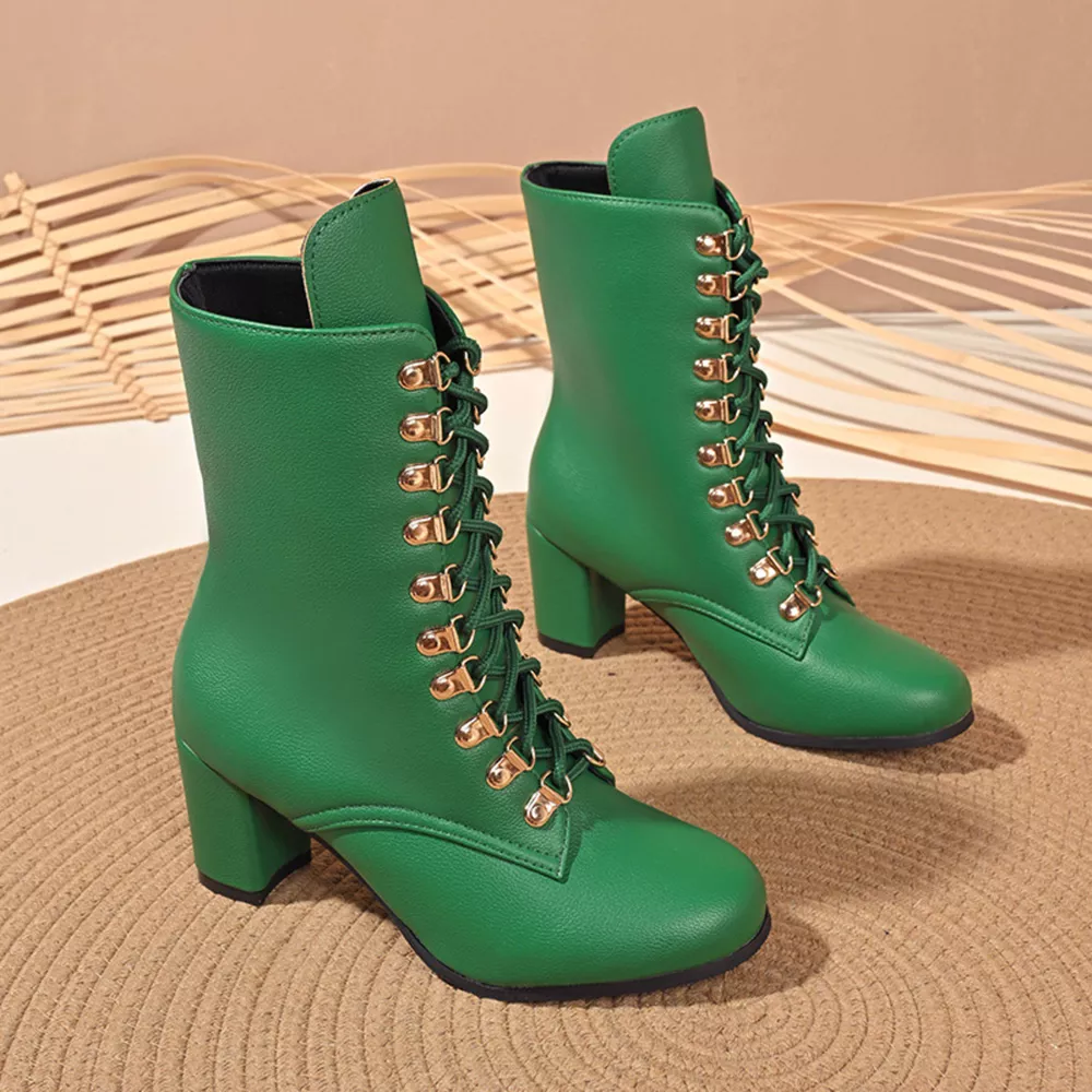 Lace-Up Boots with Block Heel, image 6
