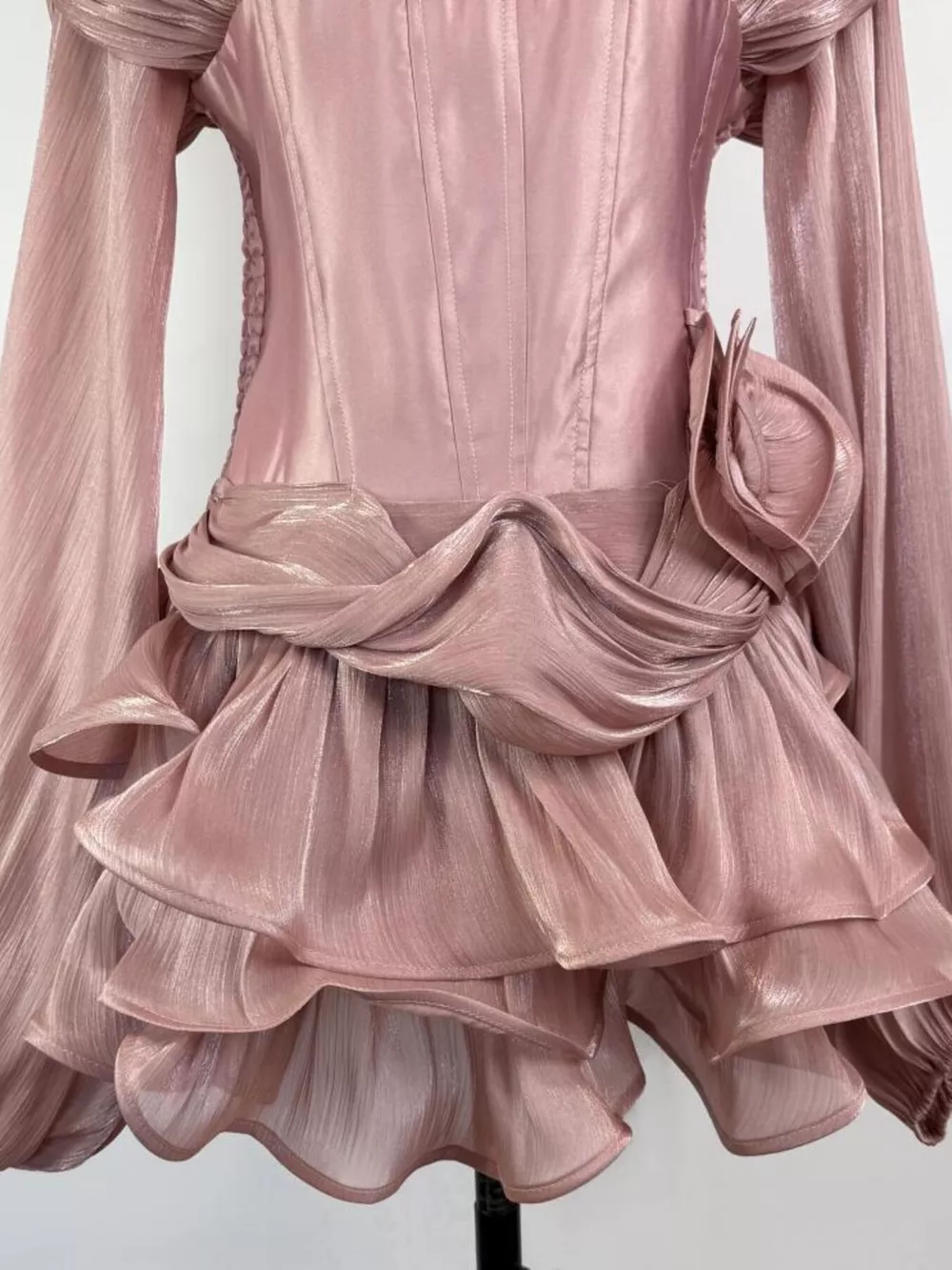 Ruffled Long Sleeve Mini Dress, image 21