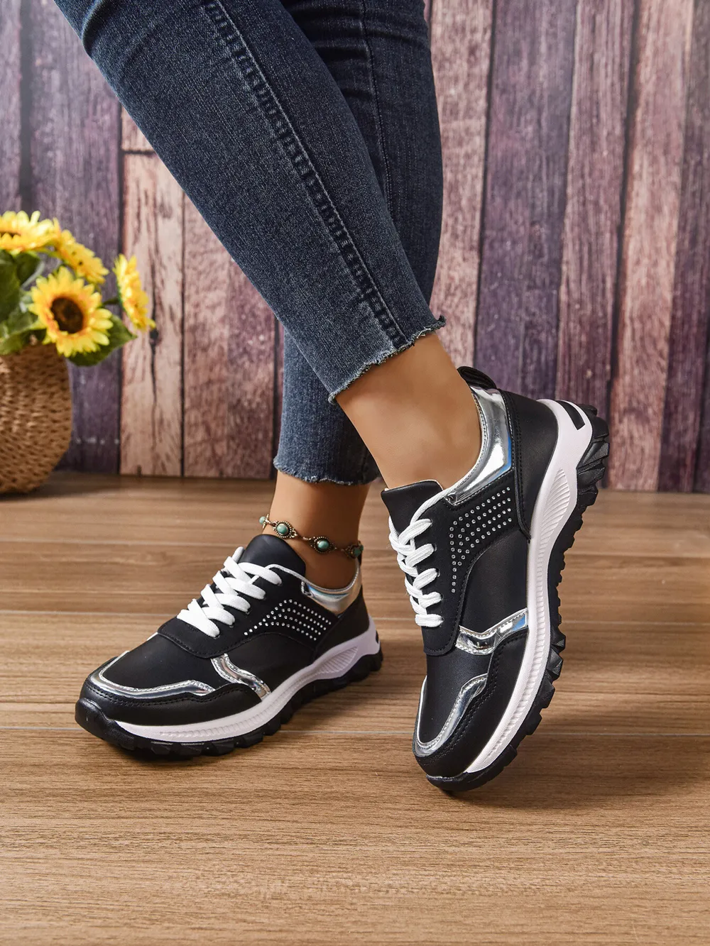 Lace Up Round Toe Sneakers, image 6