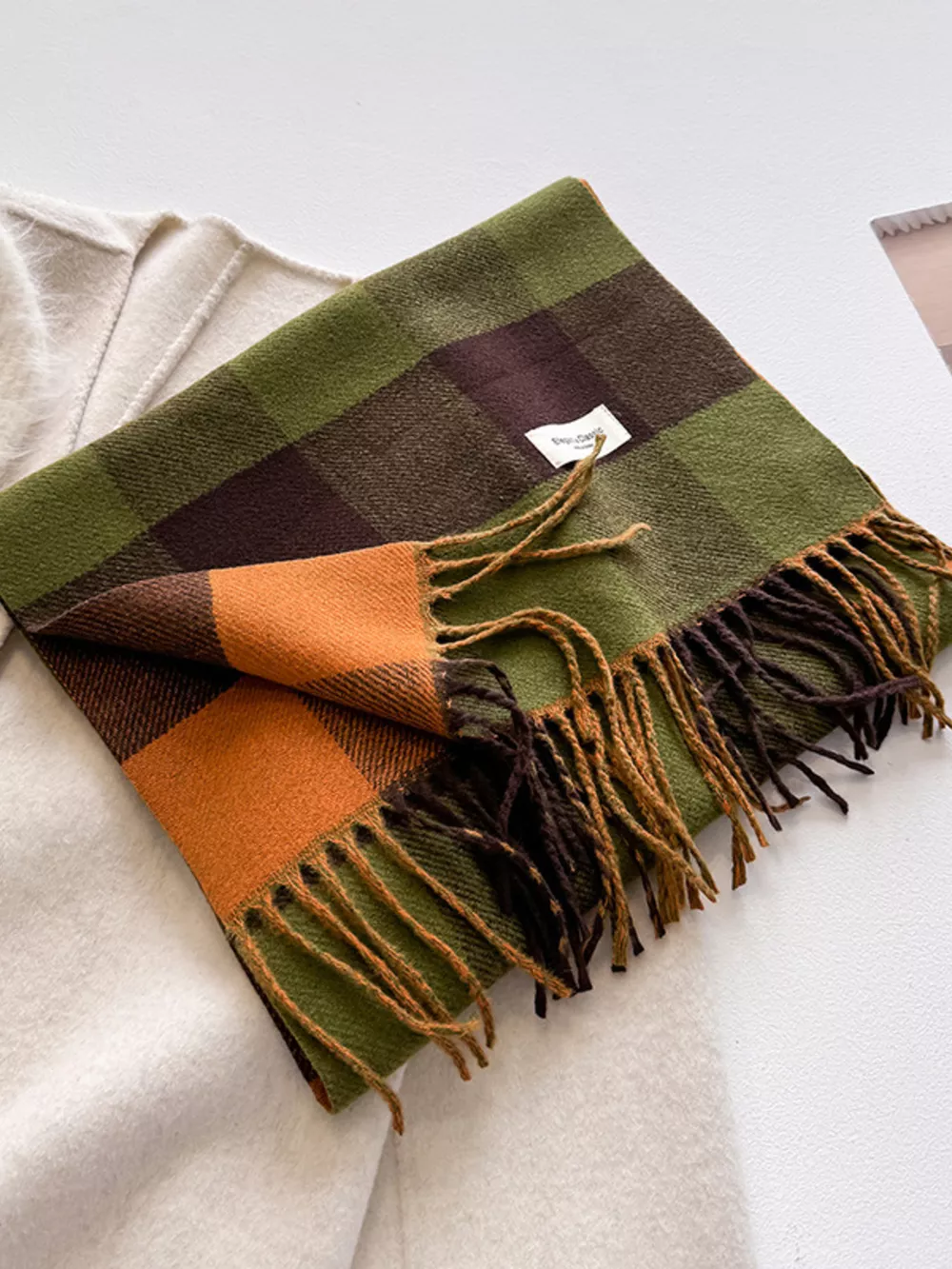 Plaid Fringe Scarf, image 9