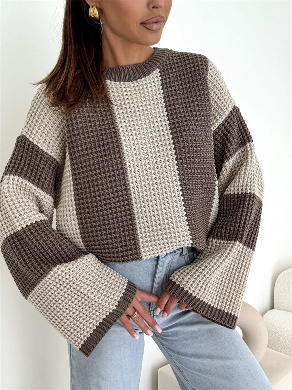 Color Block Long Sleeve Sweater, image 3