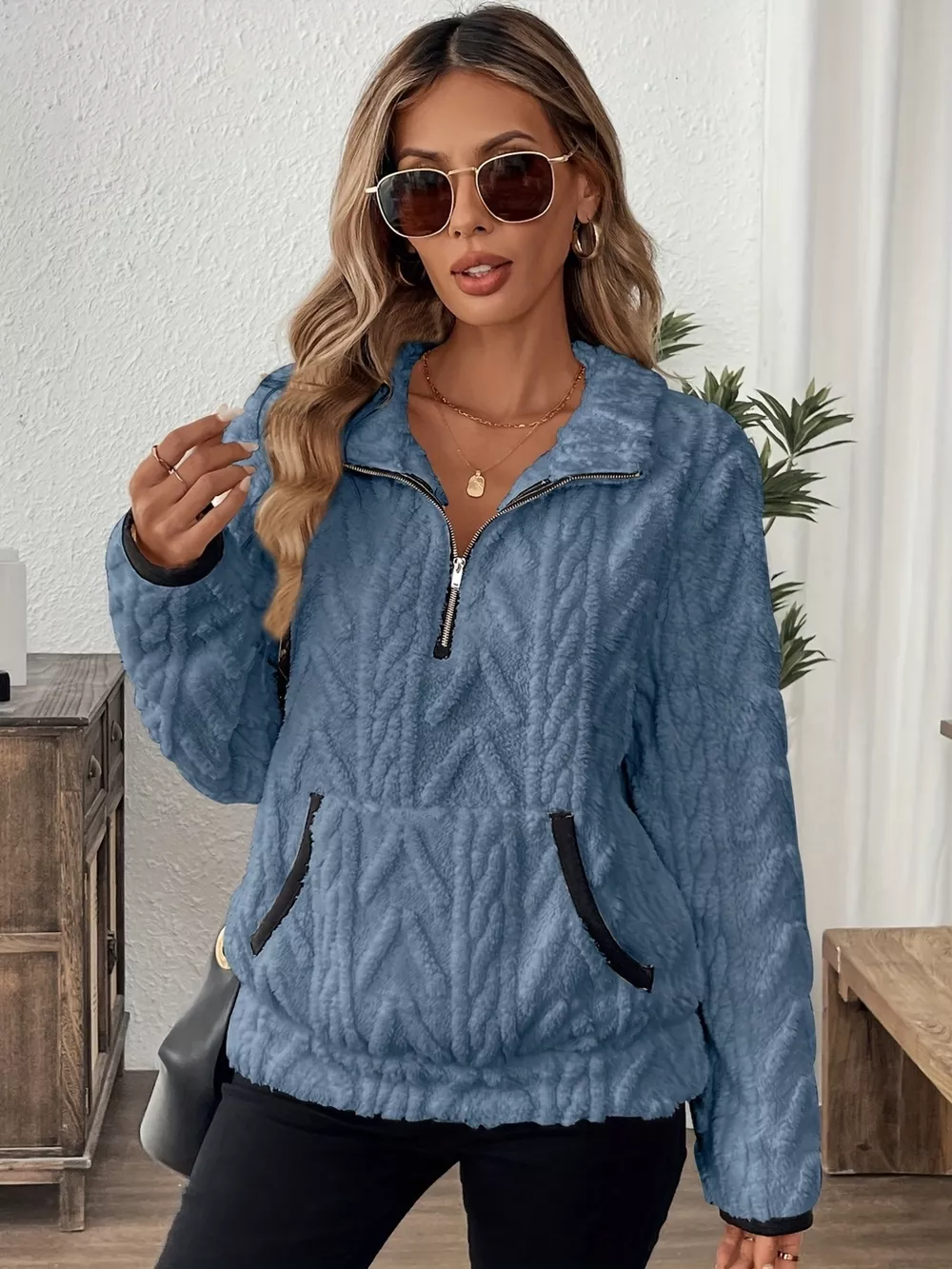 Cozy Sherpa Half Zip Sweatshirt, image 22
