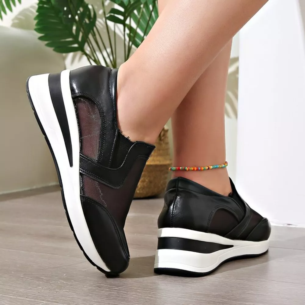 Round Toe Wedge Sneakers, image 4