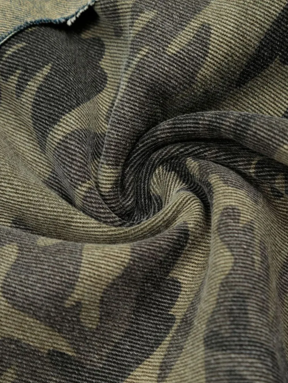 Men's Distressed Camo Patchwork Denim Shorts, image 6