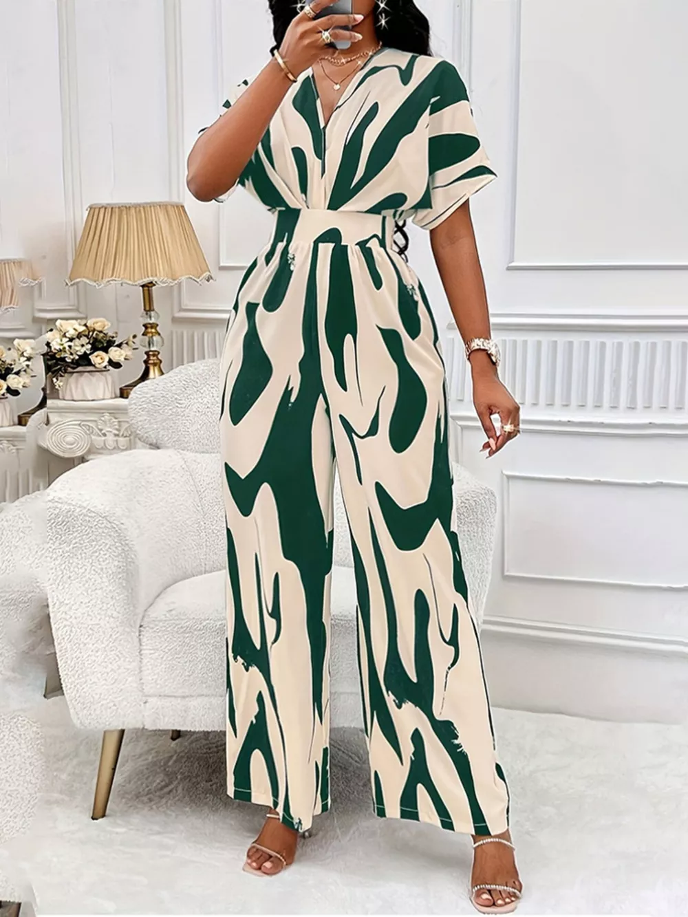 Abstract Print Wide-Leg Jumpsuit, image 10