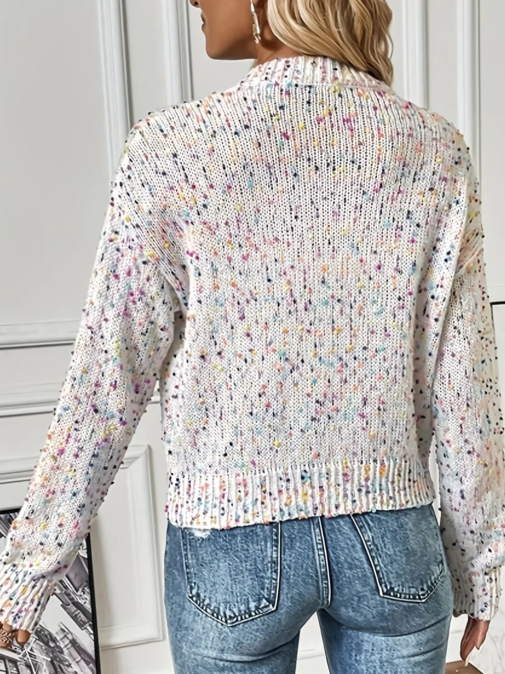 Colorful Button Up Long Sleeve Cardigan, image 3