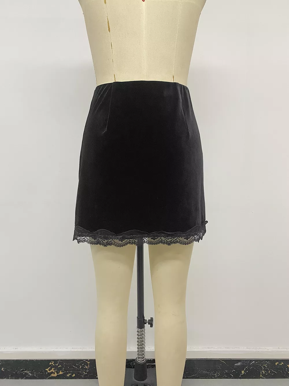 Velvet Mini Skirt with Lace Trim, image 12