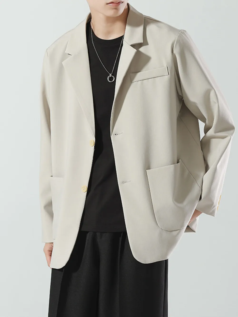 Men's Full Size Lapel Collar Long Sleeve Blazer Plus Size, image 3