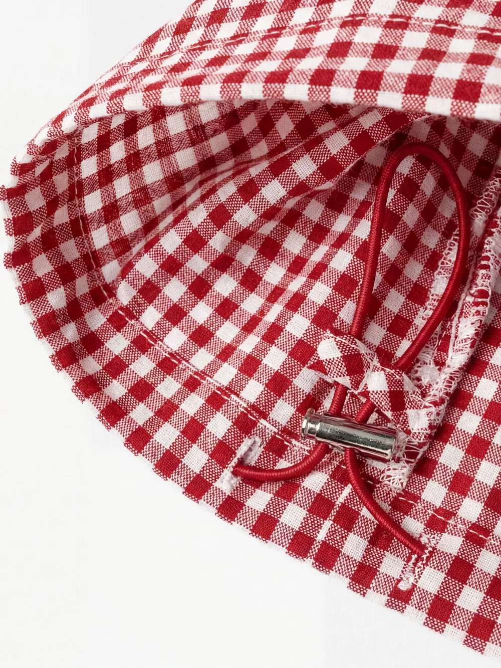 High-Waisted Gingham Wide-Leg Drawstring Pants, image 5