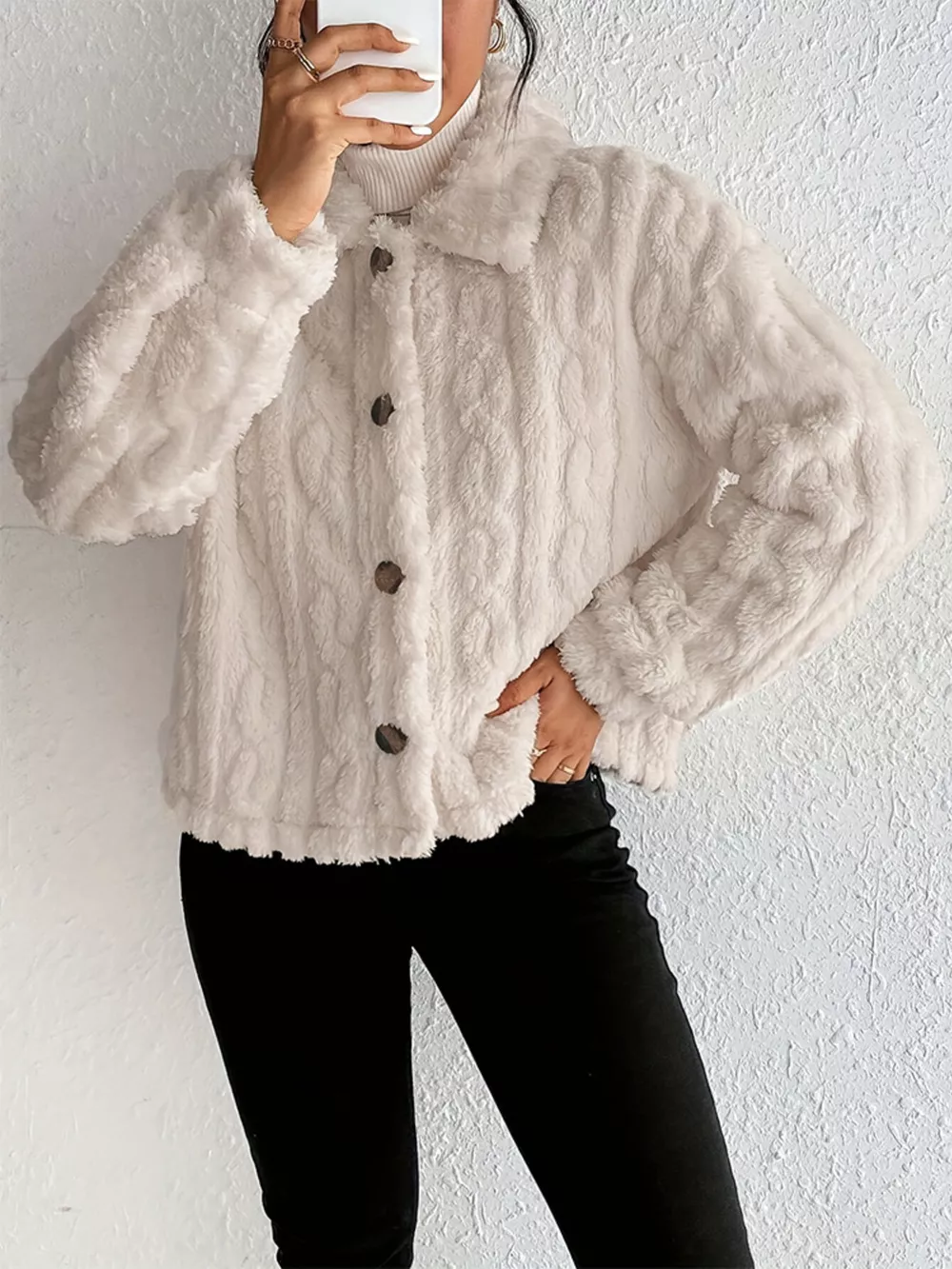 Cozy Fleece Button-Up Outerwear, image 2