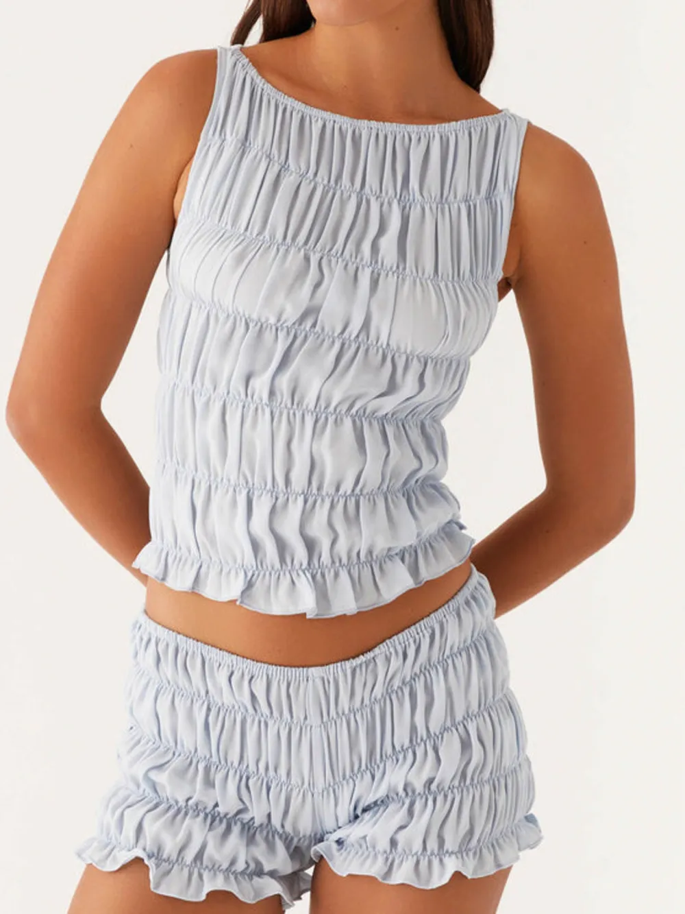 Ruched Texture Tank and Shorts Two-Piece Set, image 16