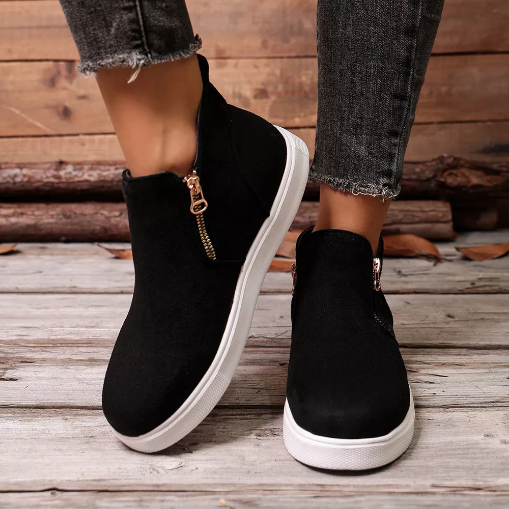 Suede Ankle Boots with Side Zipper, image 12