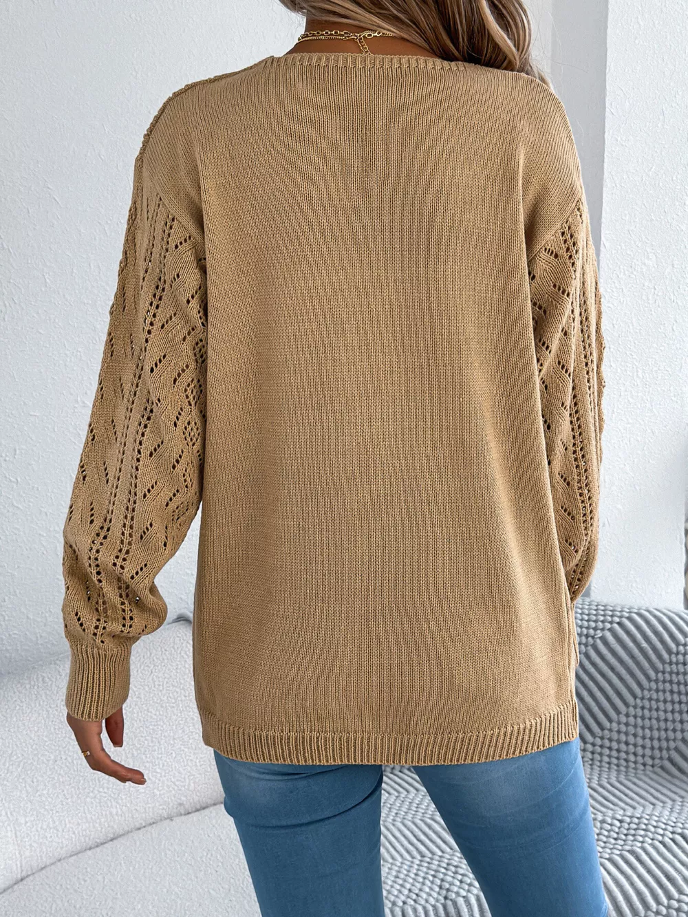Openwork Open Front Cardigan, image 8