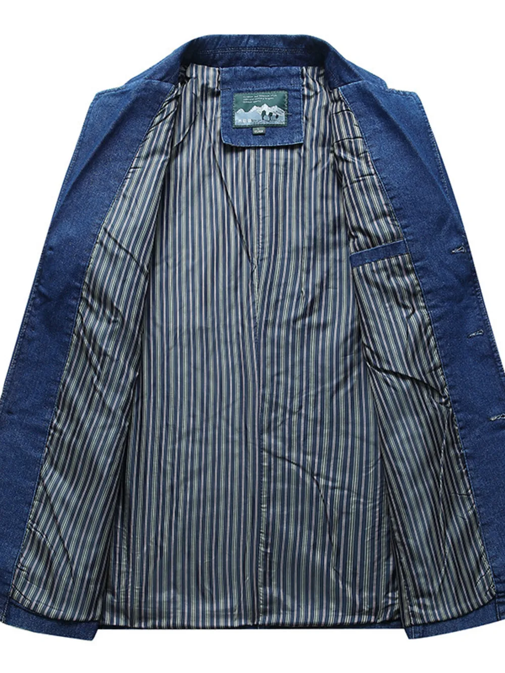 Men's Plus Size Button Up Long Sleeve Denim Blazer, image 4