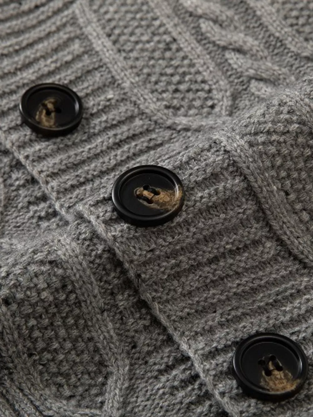 Men's Plus Size Speckled Cable Knit Shawl Collar Cardigan, image 6