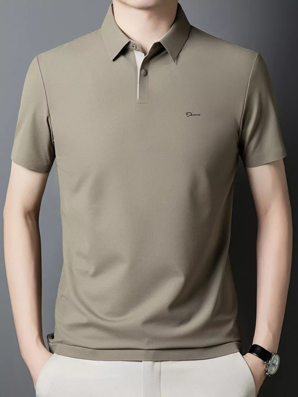 Men's Plus Size Button Detail Short Sleeve Polo, image 2