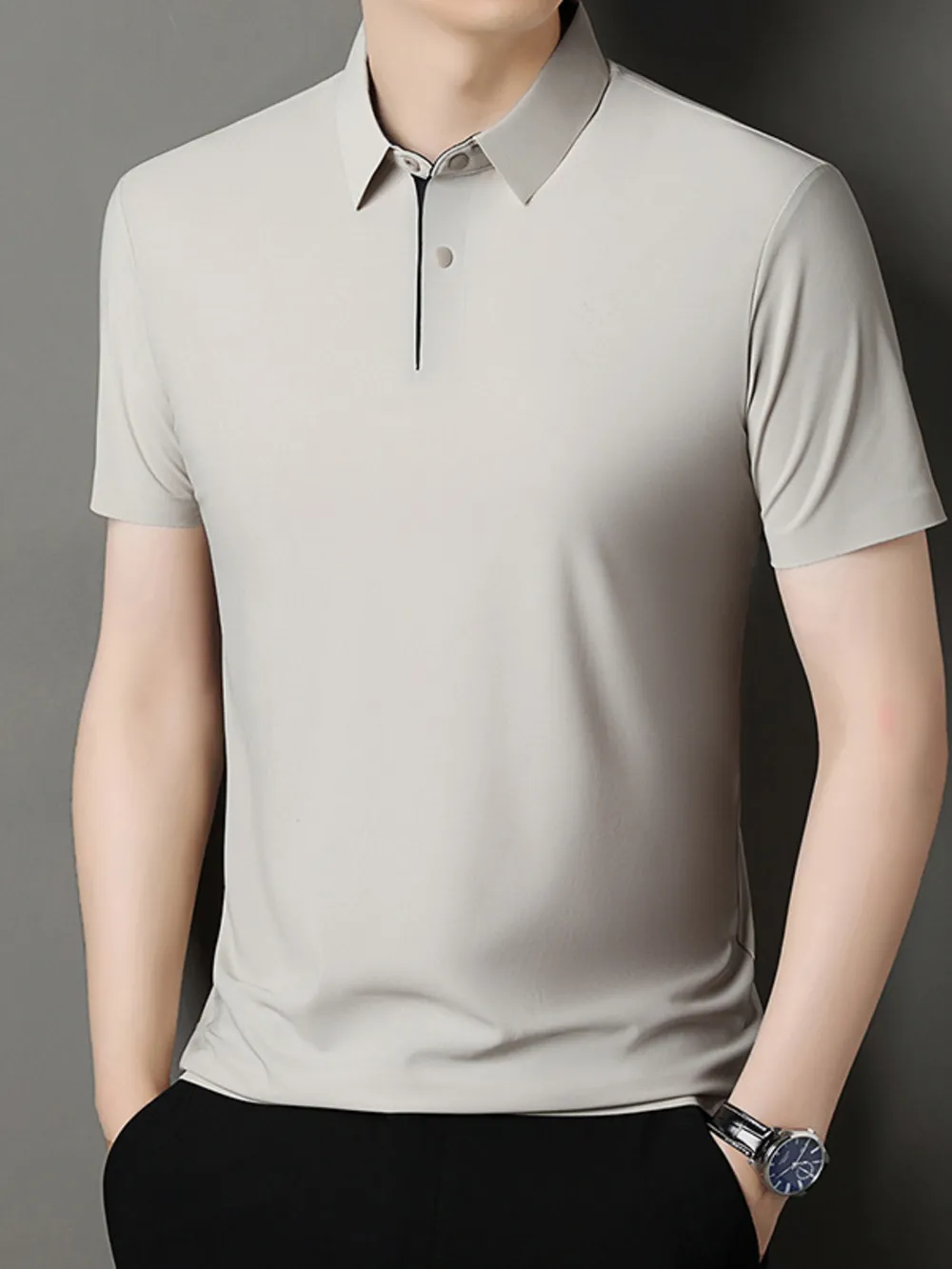 Men's Button Detail Short Sleeve Polo, image 2