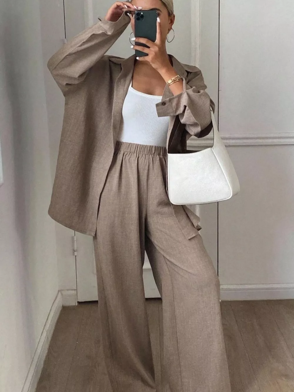 Button-Down Shirt and Wide-Leg Pants Set, image 25