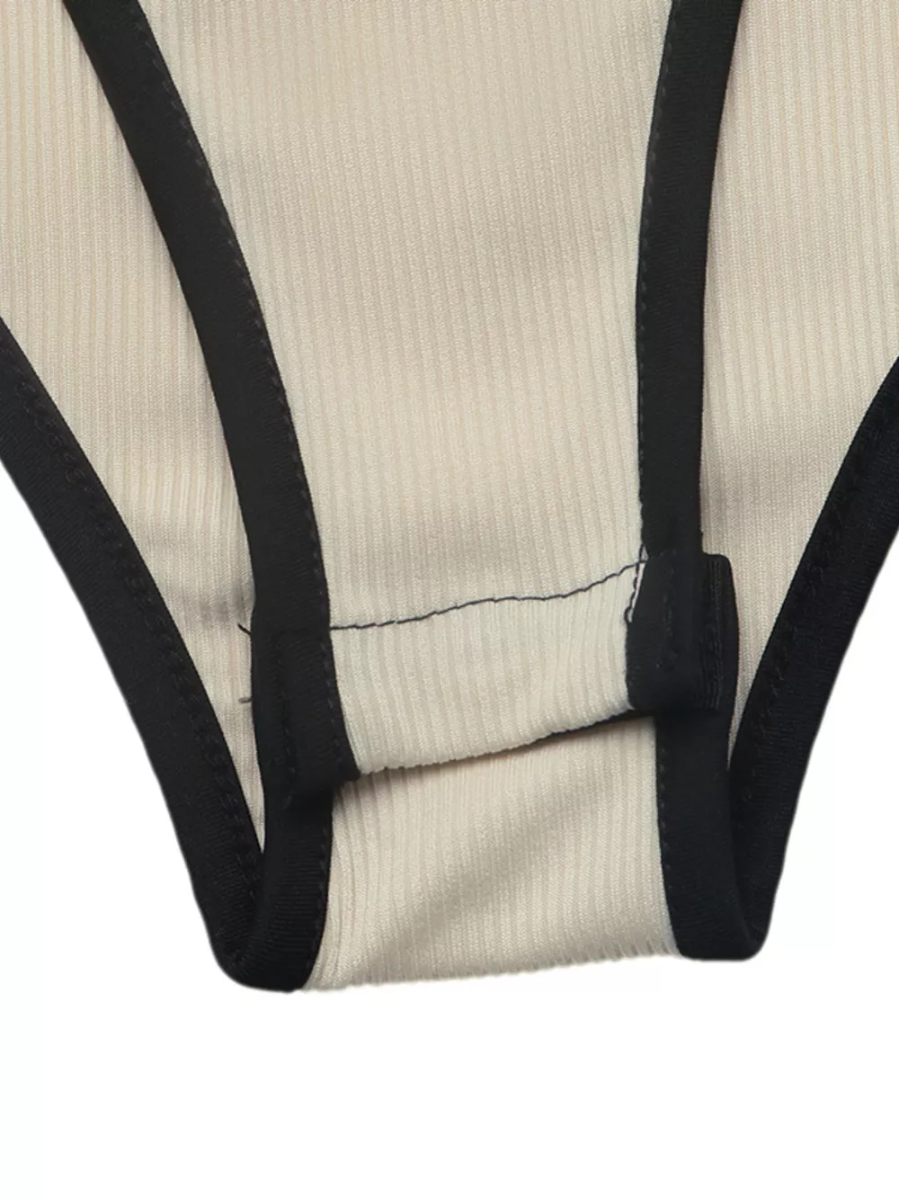 Ribbed Sweetheart Neckline Contrast Trim Long Sleeve Bodysuit, image 12