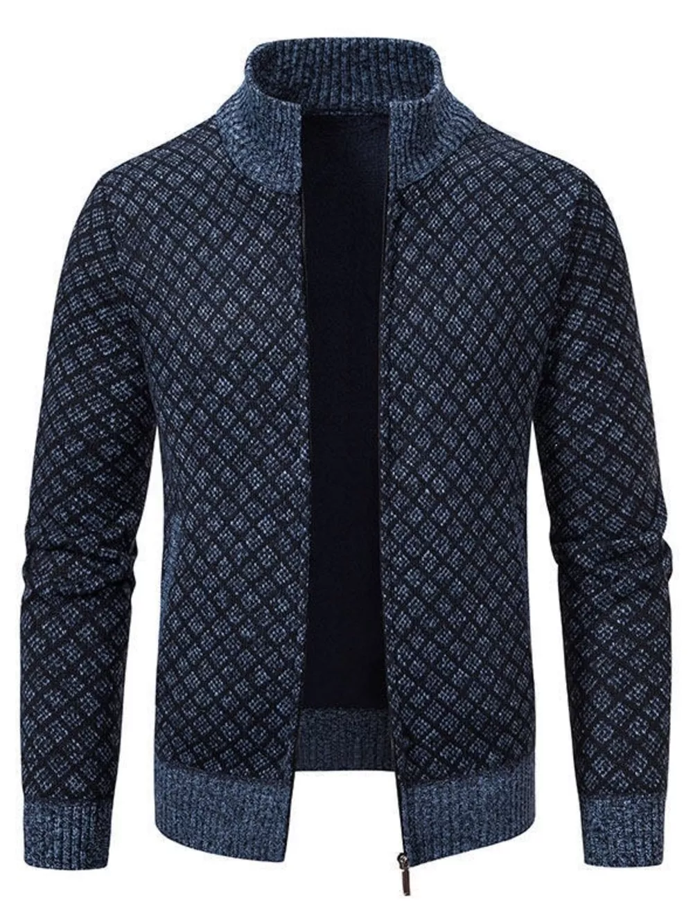 Men's Plus Size Geometric Patterned Full-Zip Cardigan, image 7