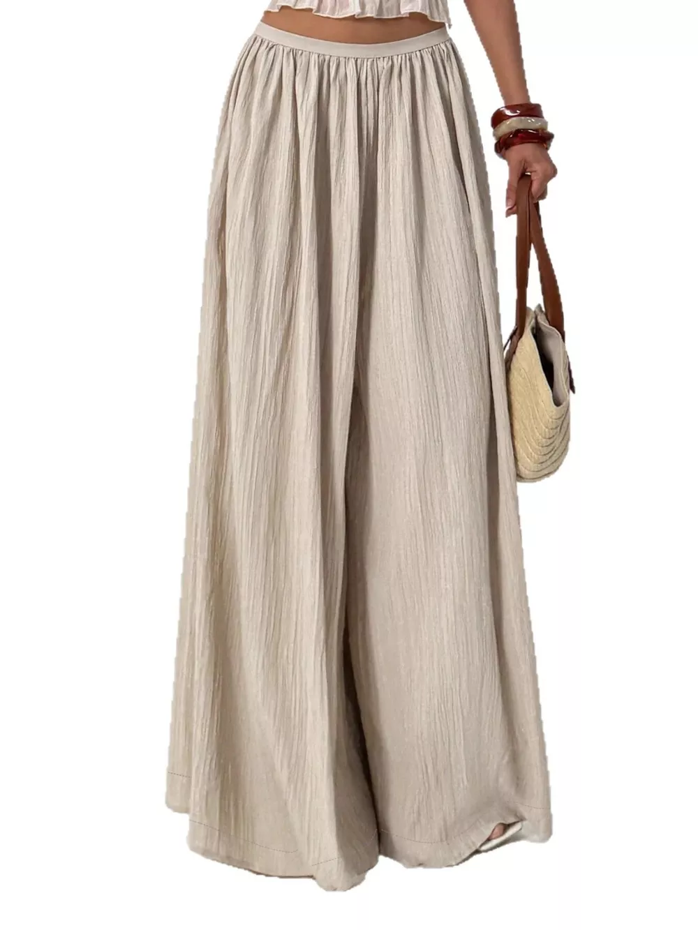 Wide-Leg Textured Pants, image 6