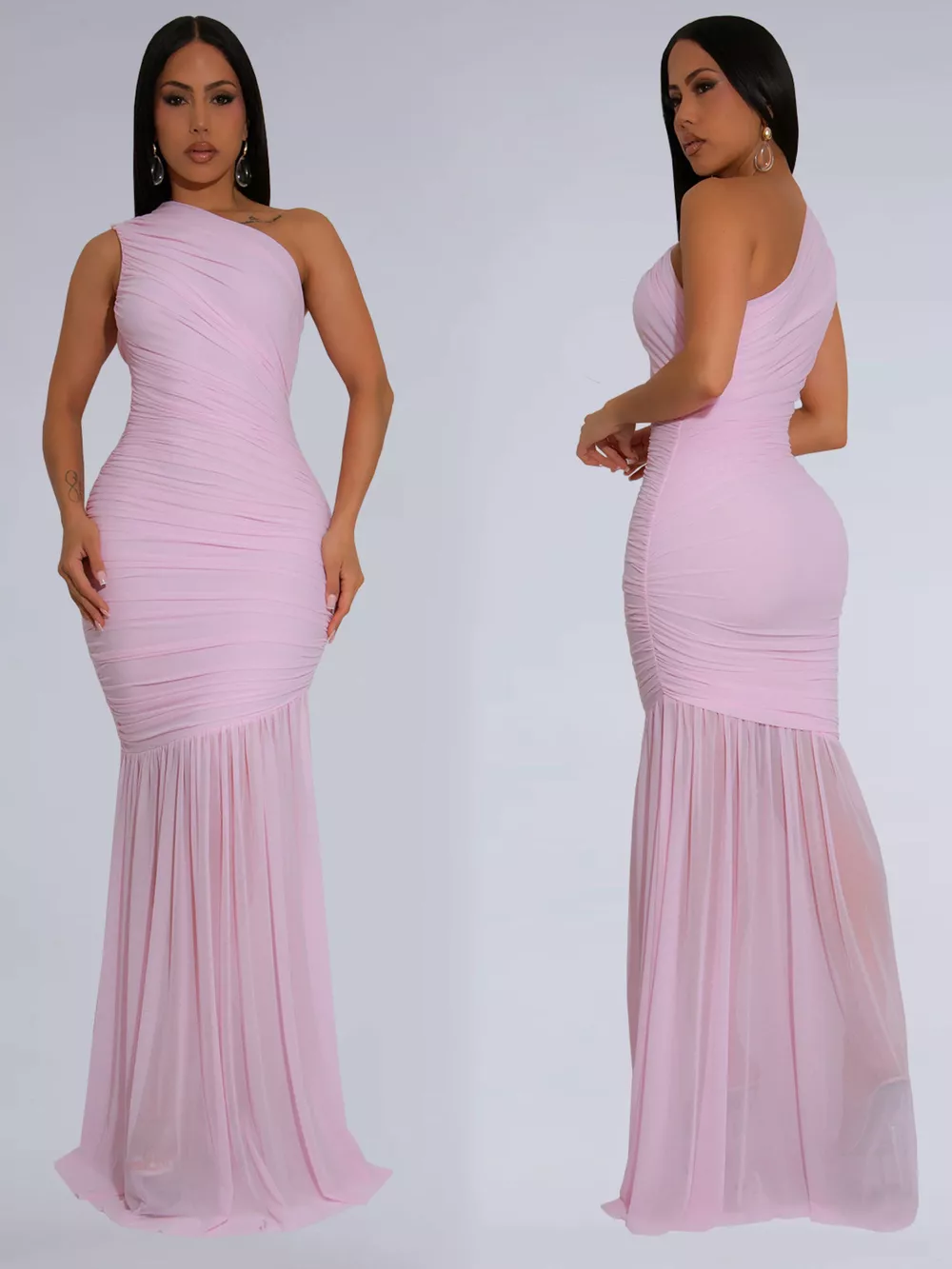 One-Shoulder Ruched Bodycon Maxi Dress, image 11