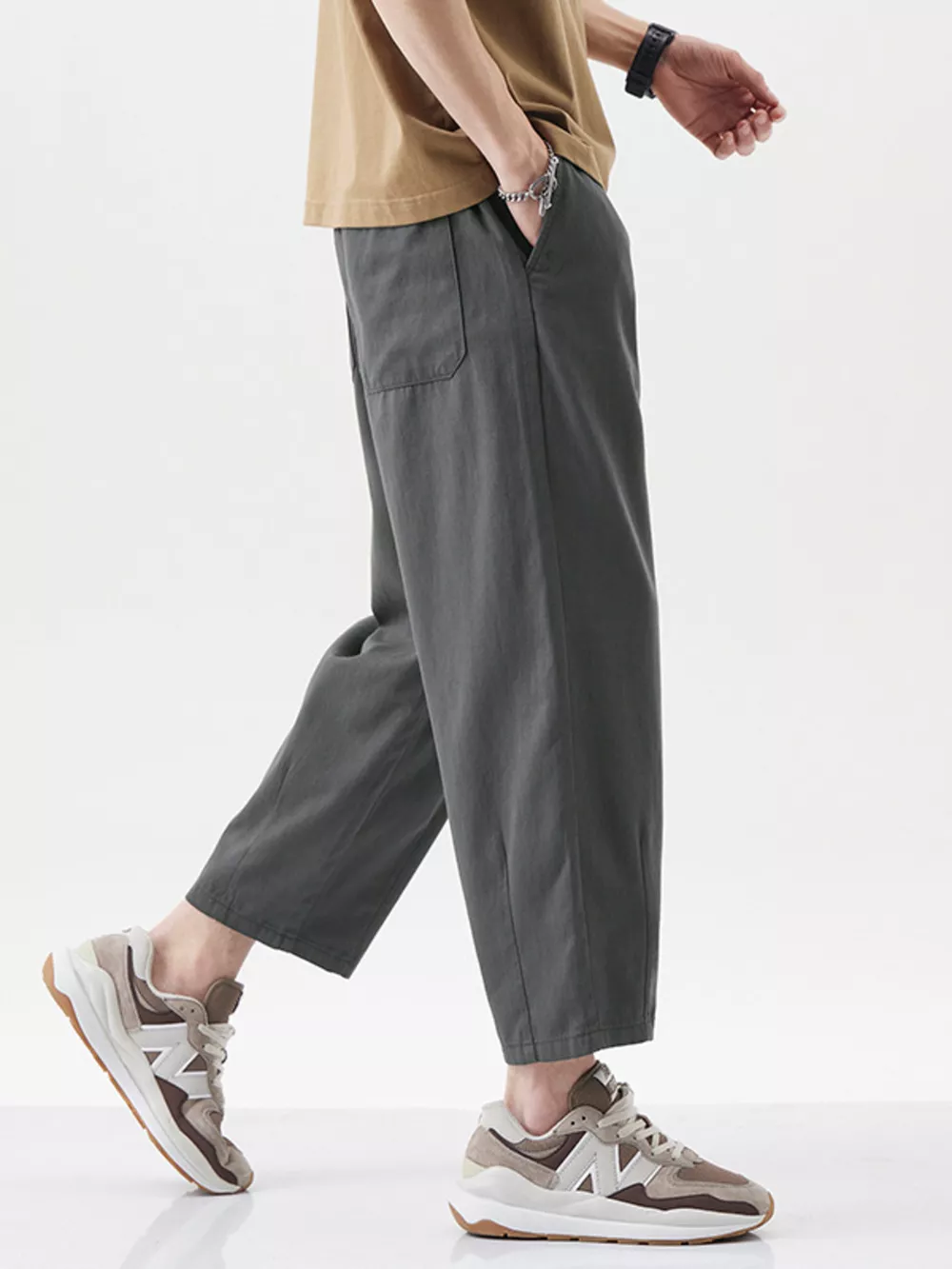 Men's Plus Size Casual Loose Cropped Pants, image 4