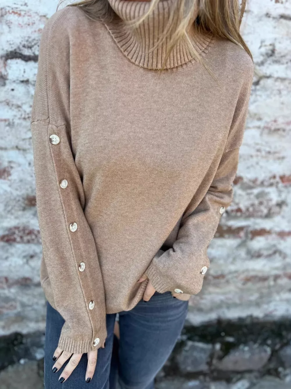 Full Size Turtleneck Long Sleeve Sweater Plus Size, image 19