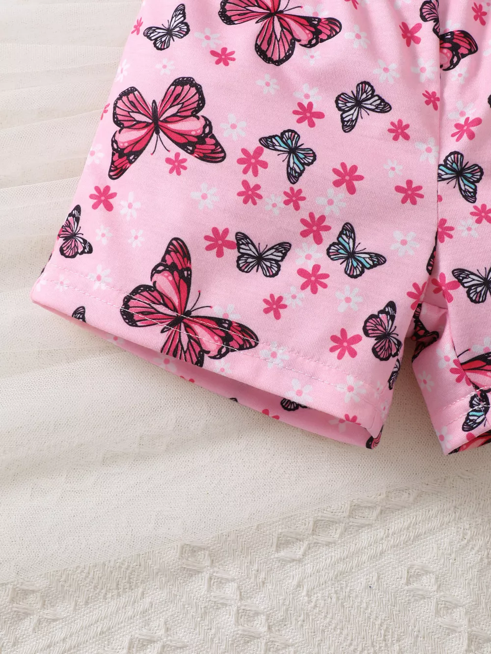 Children's Ruffled Butterfly T-Shirt and Shorts Set with Headband, image 6