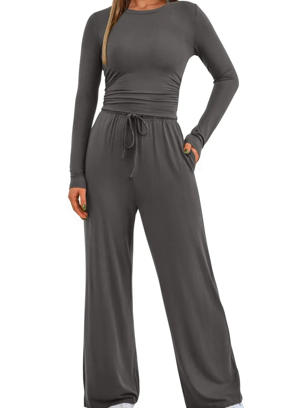 Round Neck Long Sleeve Top and Pants Set, image 29