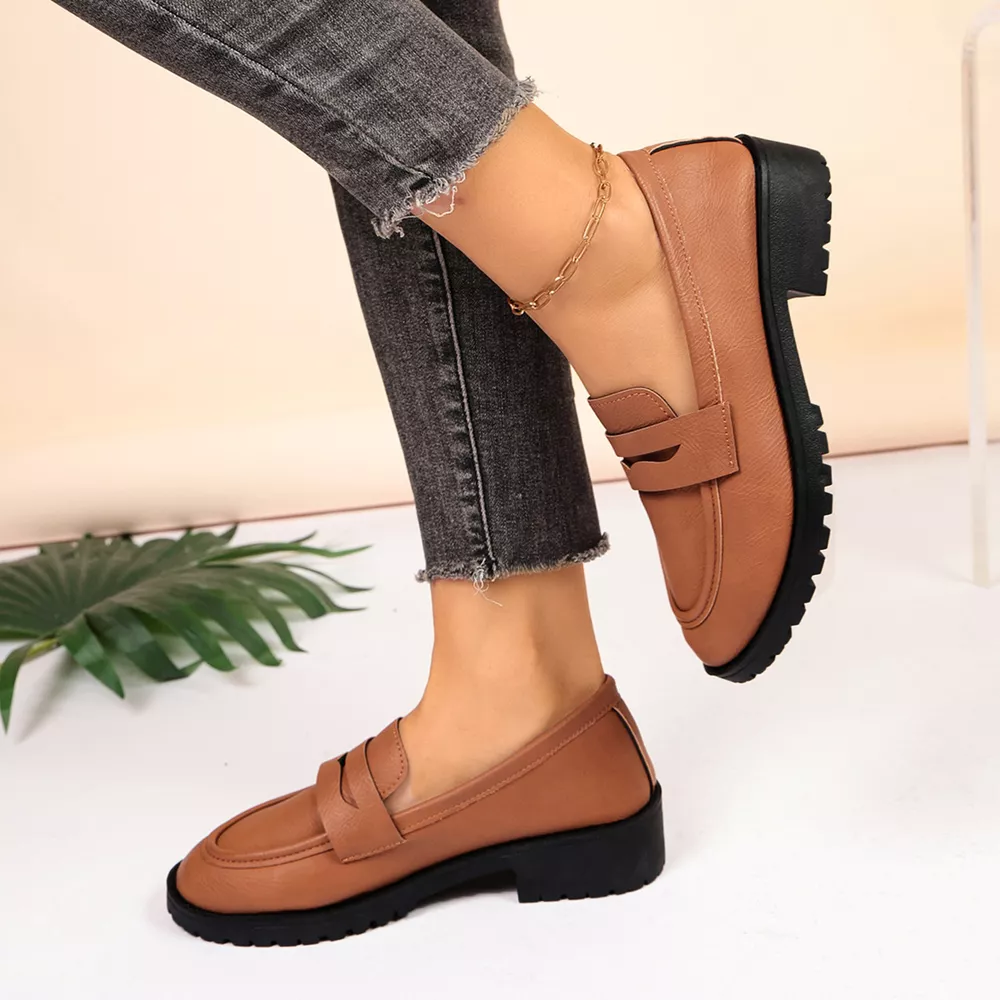 Classic Minimalist Penny Loafers with Chunky Lug Sole, image 5