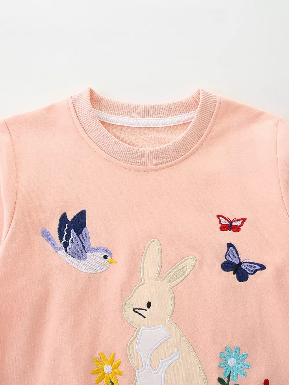 Children's Cute Bunny Embroidered Round Neck Sweatshirt, image 4