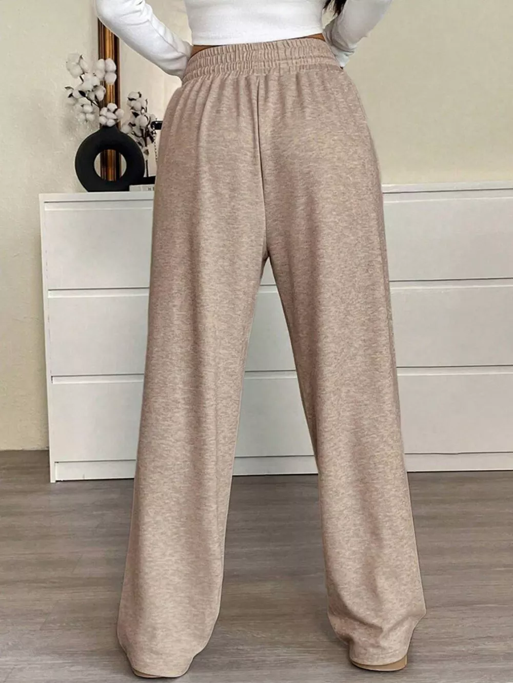 High-Waisted Wide-Leg Pants with Drawstring, image 6