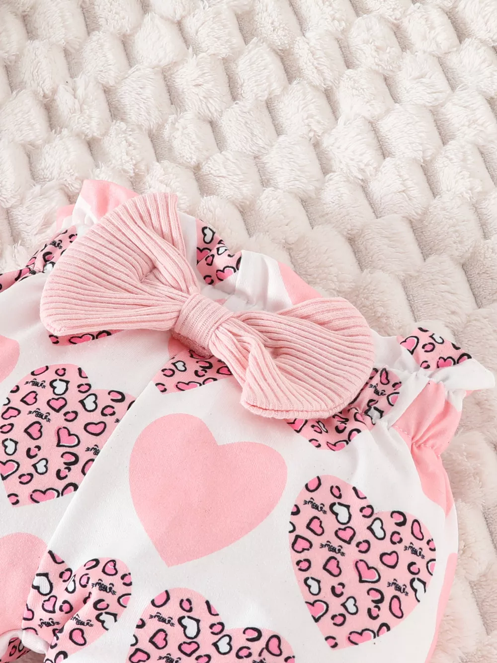 Children's Bubble Texture Long Sleeve Top and Pants Set with Headband, image 5