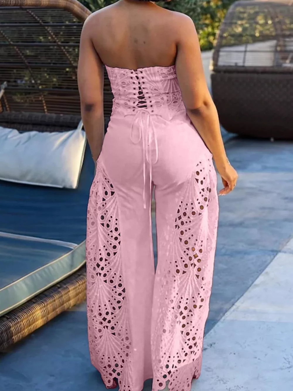Hollow-Out Tube Top and Pants Two-Piece Set, image 4