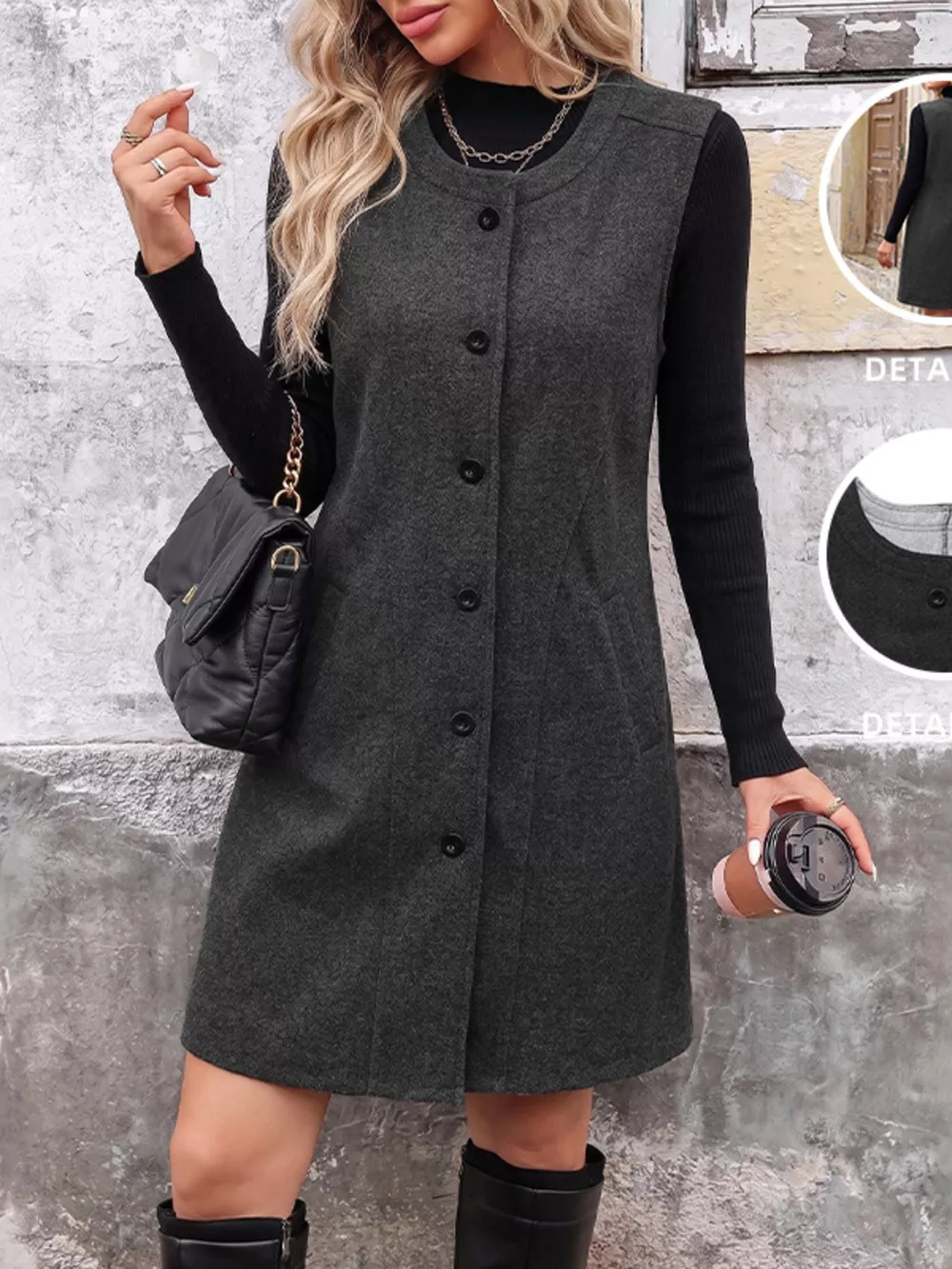 Sleeveless Longine Vest Coat, image 2