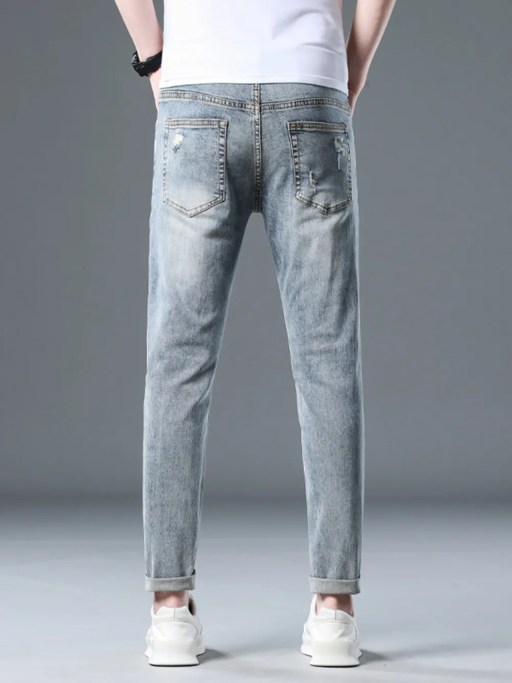 Men's Plus Size Distressed Slim Fit Jeans, image 6