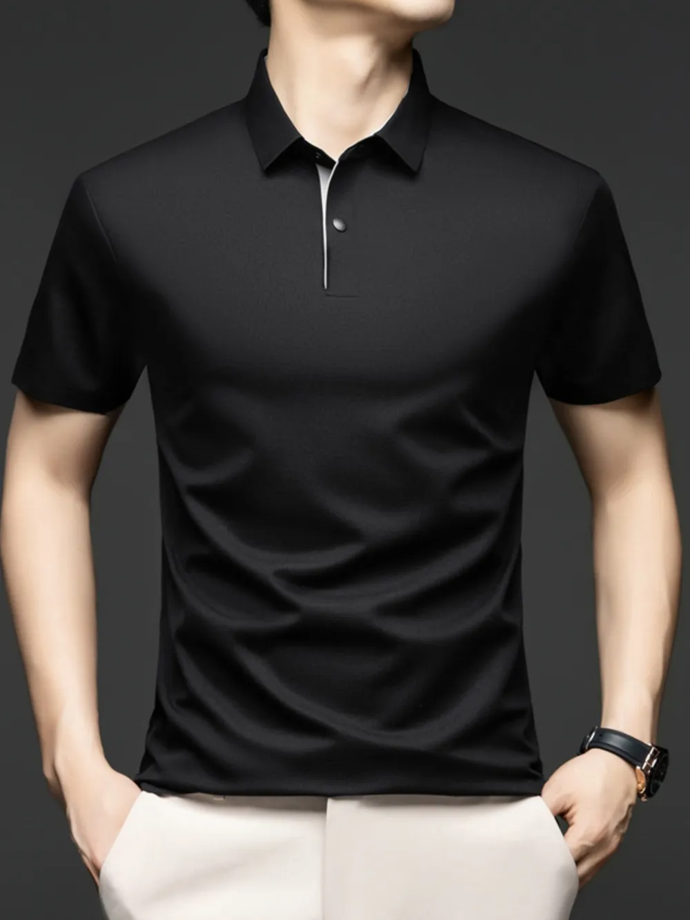 Men's Plus Size Button Detail Short Sleeve Polo, image 10
