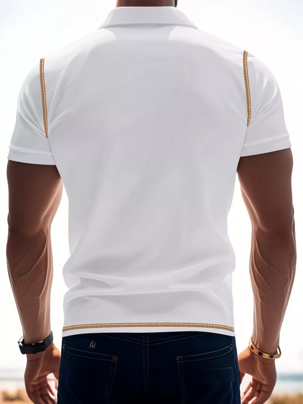 Men's Full Size Button Detail Short Sleeve Polo Plus Size, image 12