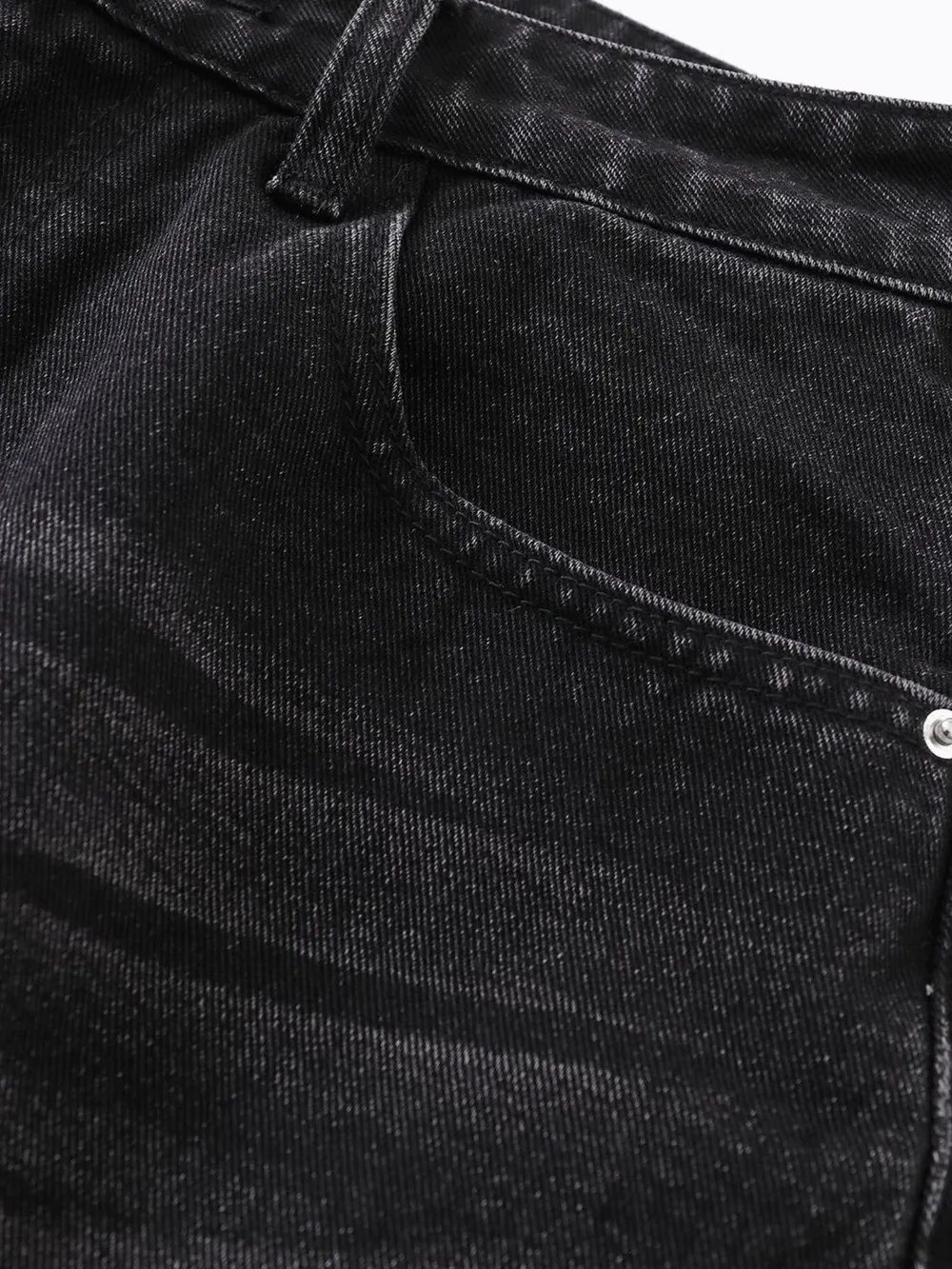 Men's Distressed Denim Shorts with Plaid Patches, image 7