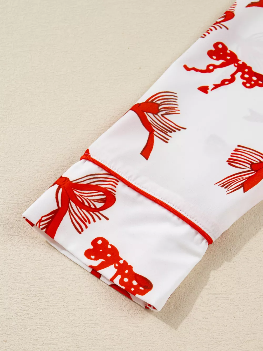 Christmas Bow Print Top and Pants 2pcs Pajama Set, image 9