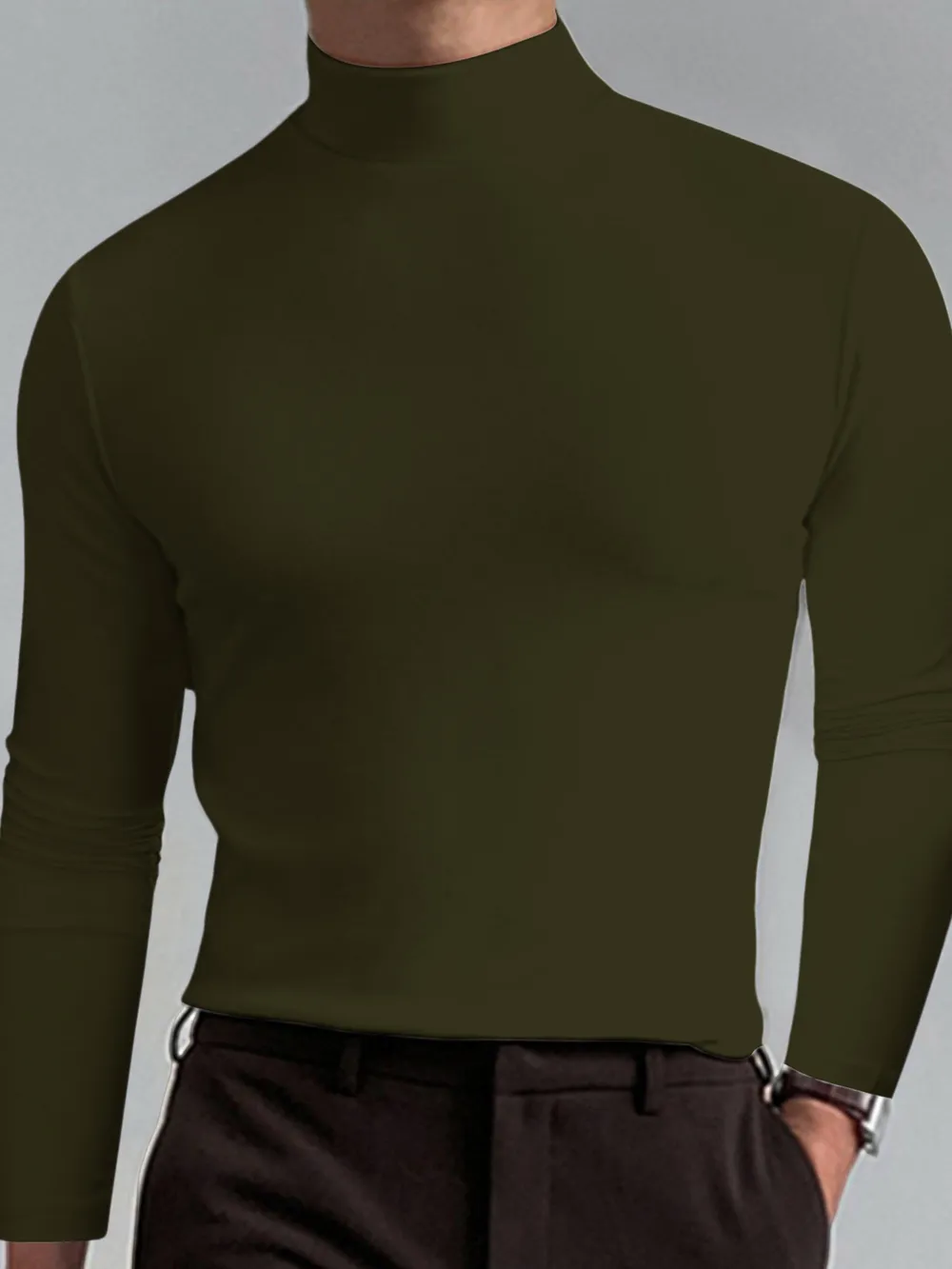 Men's Full Size Turtleneck Long Sleeve T-Shirt Plus Size, image 8
